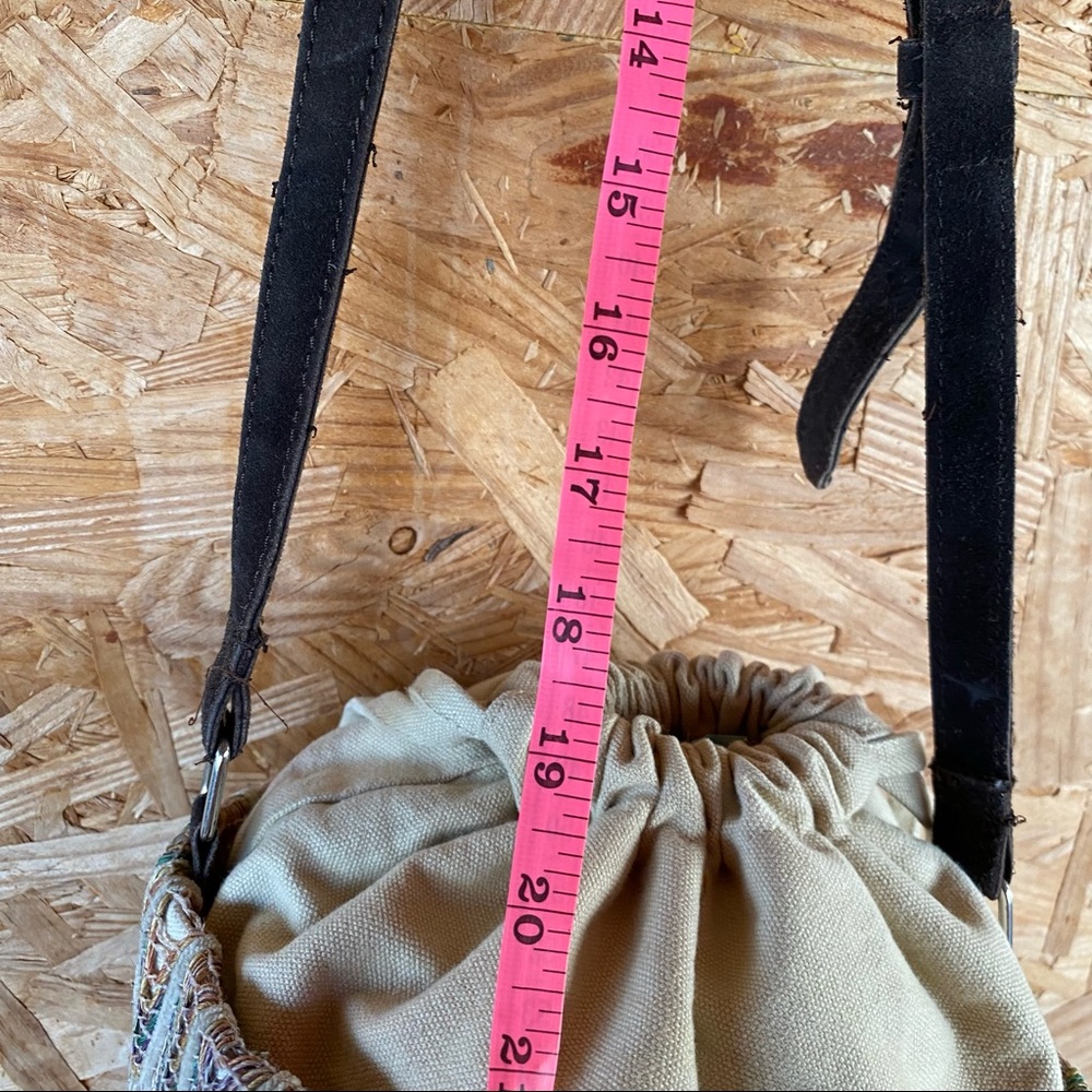 World Market multi color woven drawstring top bucket bag - Picture 8 of 10